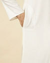 Pristine White Kurta Set with Embroidered Placket and Neckline image number 3